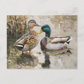 Eend en Mallard Wildlife Schilderij Briefkaart (Voorkant)