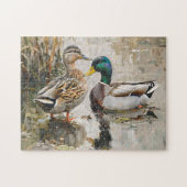 Eend en Mallard Wildlife Schilderij Legpuzzel (Horizontaal)