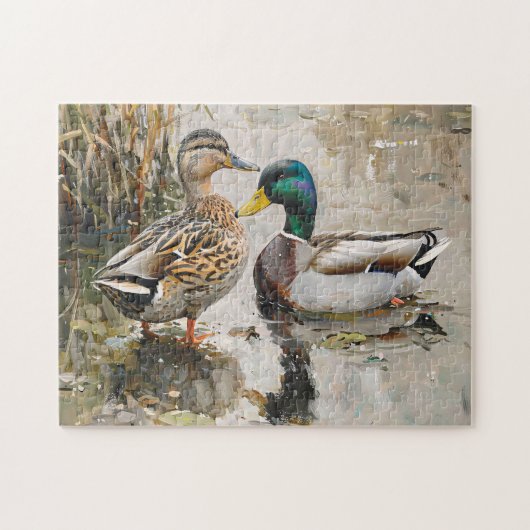 Eend en Mallard Wildlife Schilderij Legpuzzel (Horizontaal)