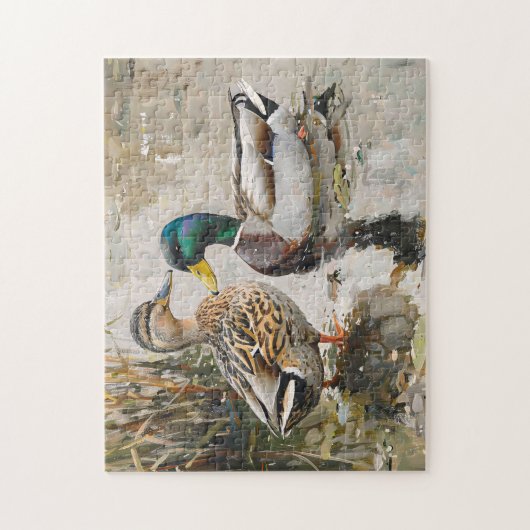 Eend en Mallard Wildlife Schilderij Legpuzzel (Verticaal)