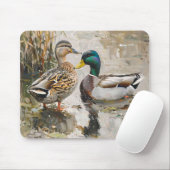 Eend en Mallard Wildlife Schilderij Muismat (Met muis)