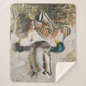 Eend en Mallard Wildlife Schilderij Sherpa Deken (Voorkant)