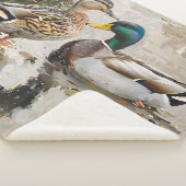 Eend en Mallard Wildlife Schilderij Sherpa Deken (3/4)