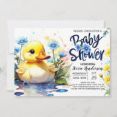 Eend en Wildflower Baby shower Kaart (Voorkant)