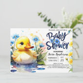 Eend en Wildflower Baby shower Kaart (Staand voorkant)