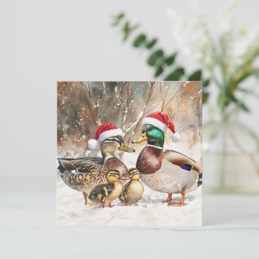 Eend Familiekaart Feestdagenkaart (Staand voorkant)