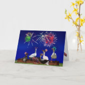 Eend-feest voor 4 juli kaart (Gele Bloem)