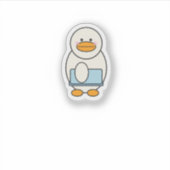 Eend gaat naar het werk, grappig werk sticker (Voorkant)