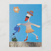 Eend geeft plant water zomer nieuw begin dansen briefkaart (Voorkant)