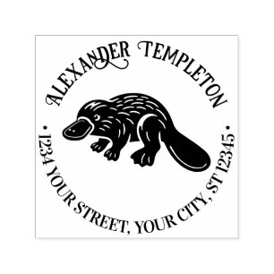 Eend gefactureerd vogelbekdier #2p naam retouradre zelfinktende stempel