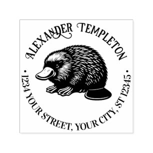 Eend gefactureerd vogelbekdier #3P naam retouradre Zelfinktende Stempel