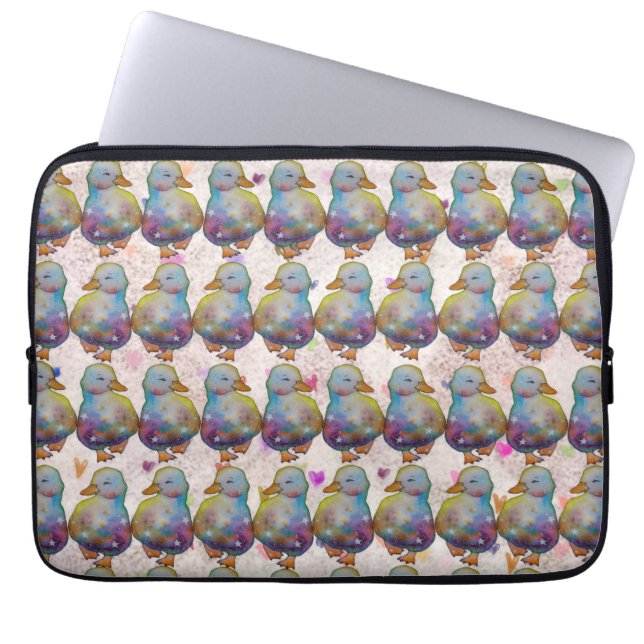 Eend genaamd Regenboog Laptop Sleeve (Voorkant)