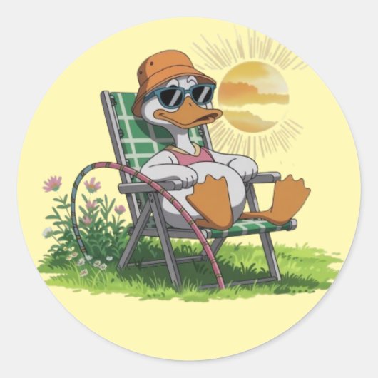 Eend geniet van de zomer ronde sticker (Voorkant)