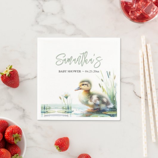 Eend Geslacht Neutraal Sage Groen Baby shower Servet (Insitu)