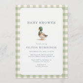 Eend Gingham Saliegroen Baby Shower Kaart (Voorkant)