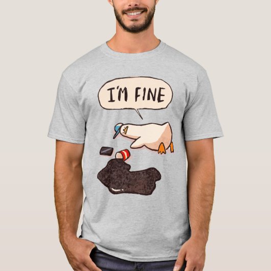 Eend: "Ik Ga Prima" – De Grappigste Meme Poster T-shirt (Voorkant)