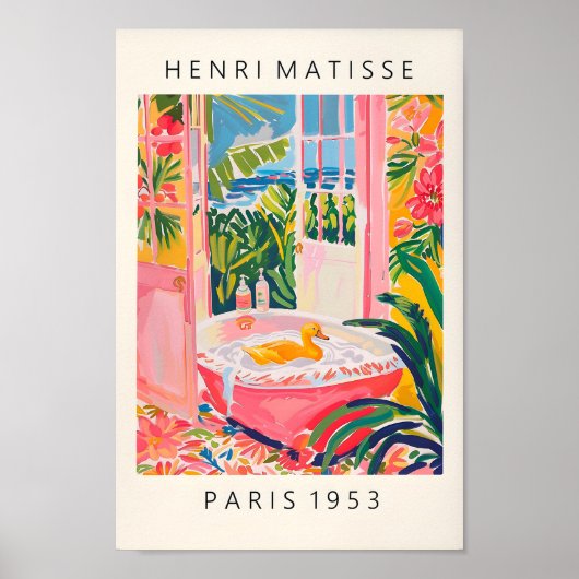 Eend in bad Grappig Poster, badkamer Wall Art, p Poster (Voorkant)