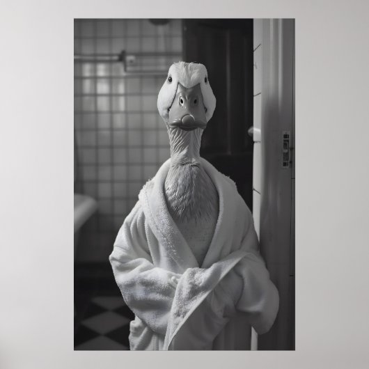 Eend in badjas print Funny badkamer dier kunst (Voorkant)