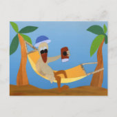 Eend in hangmat tropisch vakantie zon zee strand briefkaart (Voorkant)