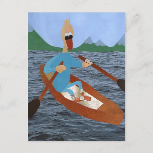 Eend In roeiboot geniet van vakantie natuur bergen Briefkaart (Voorkant)