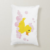 Eend in roze bubbels accent kussen (Achterkant (Verticaal))