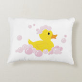 Eend in roze bubbels accent kussen (Achterkant)