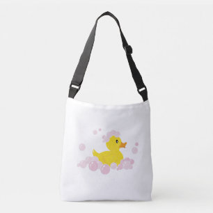Eend in roze bubbels crossbody tas