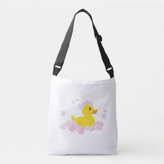 Eend in roze bubbels crossbody tas (Voorkant)