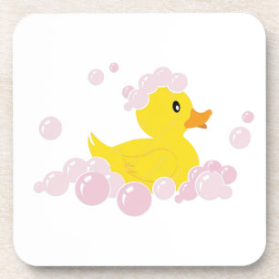 Eend in roze bubbels onderzetter