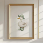 Eend in saliegroene laarzen poster kinderkamer dec