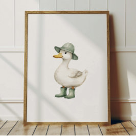 Eend in saliegroene laarzen poster kinderkamer dec