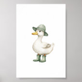 Eend in saliegroene laarzen poster kinderkamer dec (Voorkant)