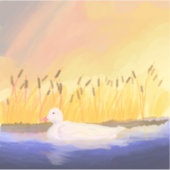 Eend in vijver bij zonsondergang sticker (Voorkant)