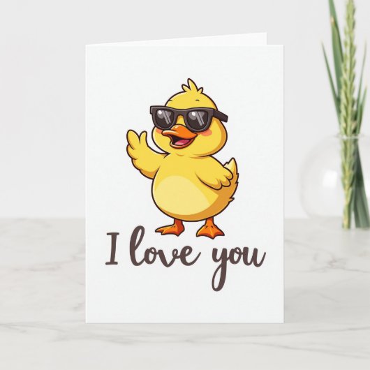 Eend in zonnebril Ik hou van jou kaart (Voorkant)