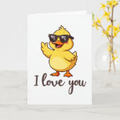 Eend in zonnebril Ik hou van jou kaart (Gele Bloem)