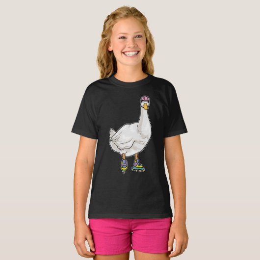 Eend Inline skating Roller skates T-shirt (Voorkant volledig)