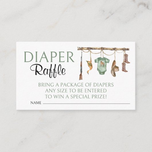 Eend Jagen Baby shower Luier Raffle Informatiekaartje (Voorkant)