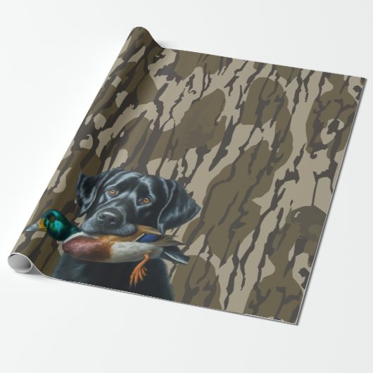 Eend Jagen Labrador Retriever Bottomland Camo Cadeaupapier (Uitgerold)