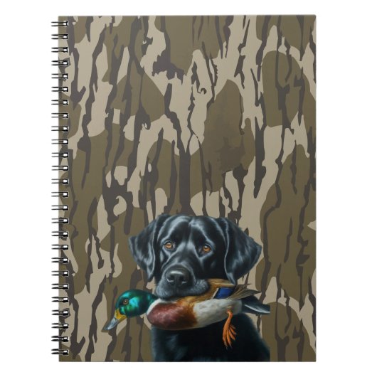 Eend Jagen Labrador Retriever Bottomland Camo Notitieboek (Voorkant)