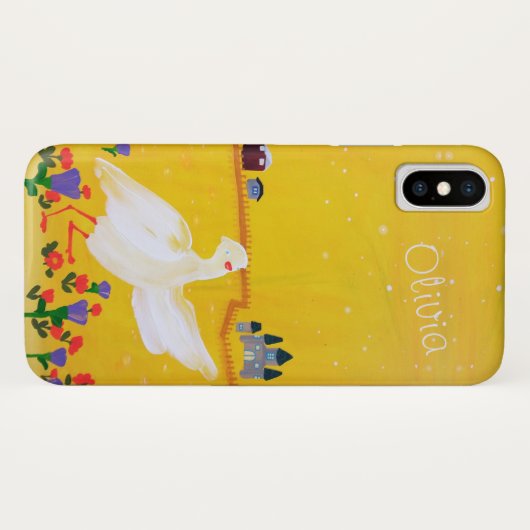 Eend, kasteel en bloemen acryl schilderij Case-Mate iPhone case (Achterkant (horizontaal))