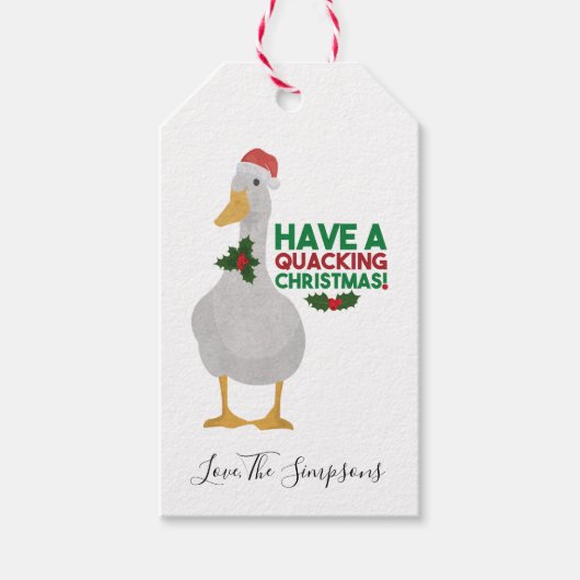 Eend kerst grap: Prettig krakerig kerstfeest Cadeaulabel (Voorkant)