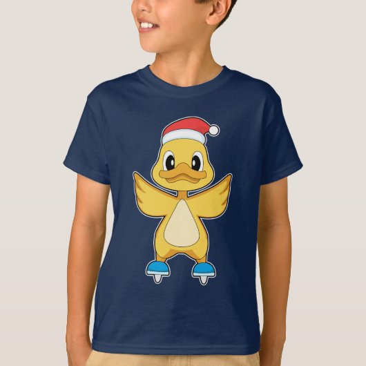 Eend Kerst Ijs schaatsen T-shirt (Voorkant)