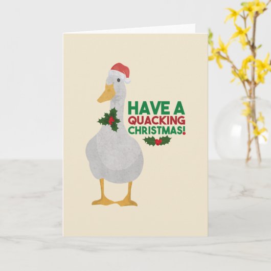 Eend Kerst Puns: Prettig Kraaiende Kerst Kaart (Gele Bloem)