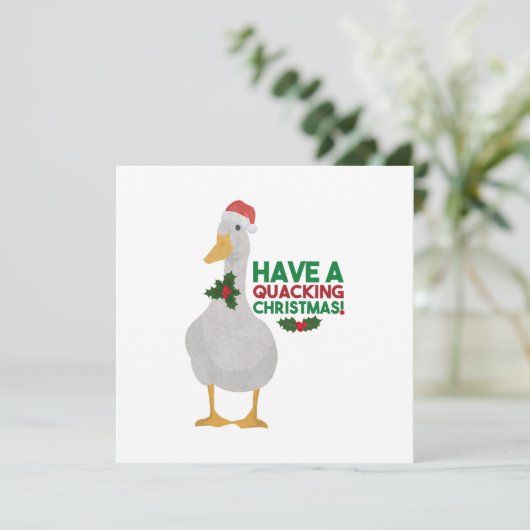 Eend Kerst Puns: Prettige Kwakkerige Kerst Kaart (Staand voorkant)