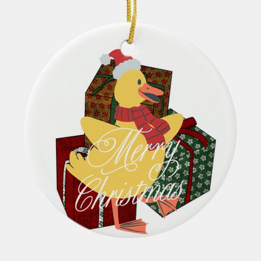 Eend Kerstmis Keramisch Ornament (Voorkant)