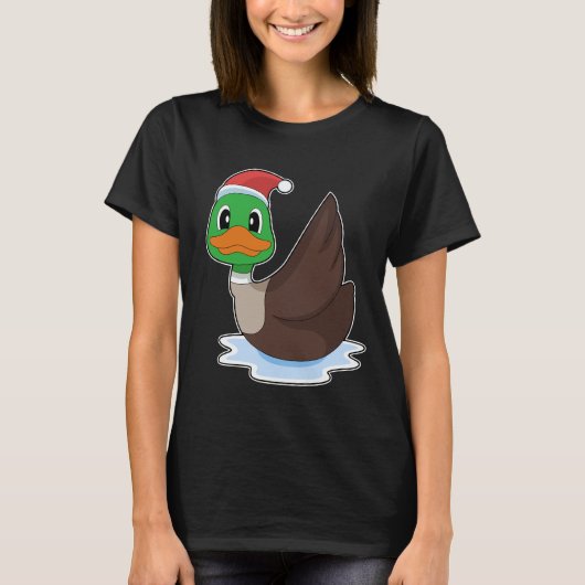 Eend Kerstmis Kerstman hoed T-shirt (Voorkant)