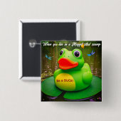 Eend Kikker Moeras Vierkante Button 5,1 Cm (Voorkant /achterkant)