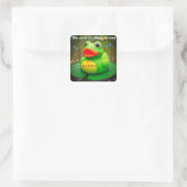 Eend Kikker Moeras Vierkante Sticker (Tas)