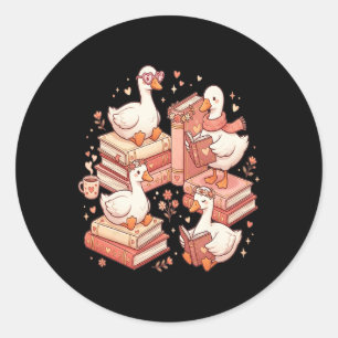 Eend Leest Boeken Bibliothecaris Valentijn Leraar  Ronde Sticker