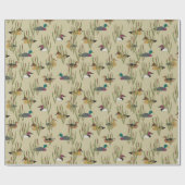 eend lokvogels verbergen in Cattails op Beige Cadeaupapier (Vlak)